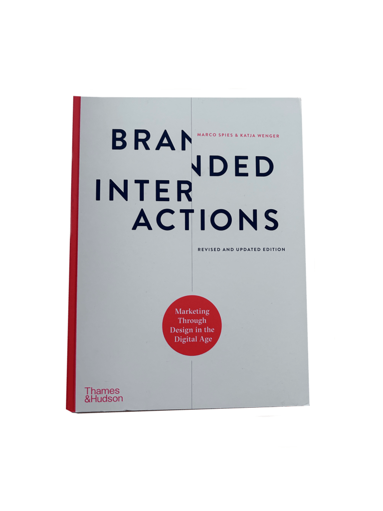 White and red cover of Branded Interactions by Marco Spies and Katja Wenger.