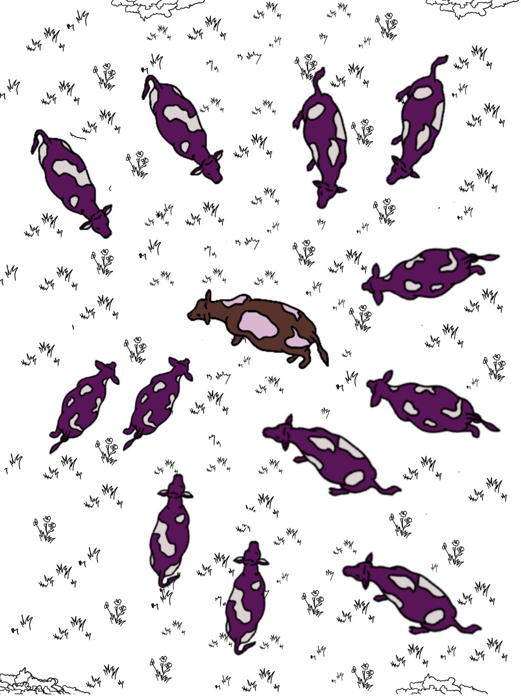 Purple cow illustration representing AI and visual sameness in advertising
